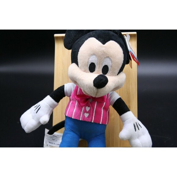 ⚡ Disney Mickey Mouse Valentines Day Plush Pink Heart Vest Small 9" BEANIE ⚡ - Picture 7 of 12